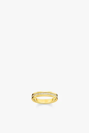 Thomas Sabo Womens 18ct Yellow Gold-Plated Sterling Silver and Zirconia Band Ring 52mm