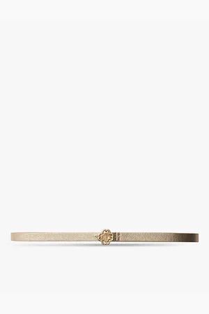 Maje Womens Clover-Buckle Metallic Leather Belt 8