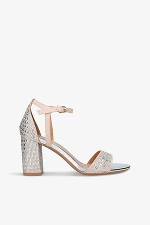 Kurt Geiger Womens Faryn Bling Crystal-Embellished Heeled Woven Sandals Eur 36 / 3 Uk Women
