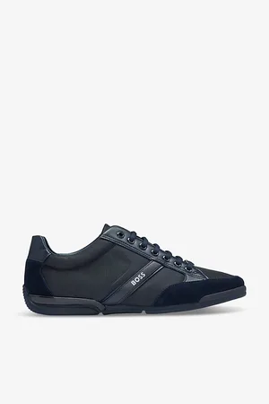 HUGO BOSS Mens Logo-Badge Lace-Up Low-Top Woven Trainers Eur 42 / 8 Uk Men