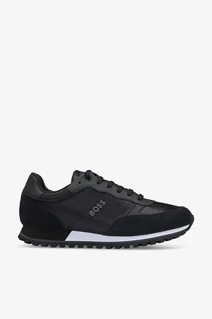 HUGO BOSS Mens Logo-Emed Mesh and Suede Low-Top Trainers Eur 40 / 6 Uk Men