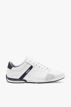 HUGO BOSS Mens Logo-Emed Lace-Up Leather Low-Top Trainers Eur 40 / 6 Uk Men