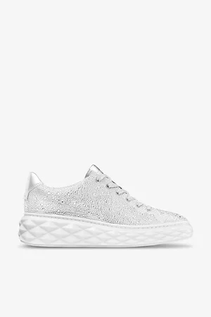Jimmy Choo Womens Diamond Light Maxi Crystal-Embellished Suede Low-Top Trainers Eur 37 / 4 Uk Women