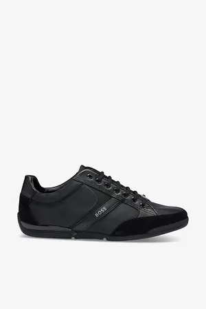 HUGO BOSS Mens Logo-Badge Lace-Up Low-Top Woven Trainers Eur 41 / 7 Uk Men