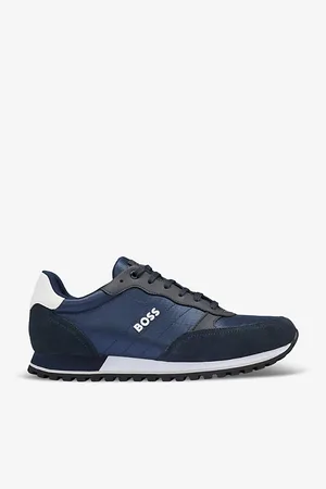 HUGO BOSS Mens Logo-Emed Mesh and Suede Low-Top Trainers Eur 40 / 6 Uk Men