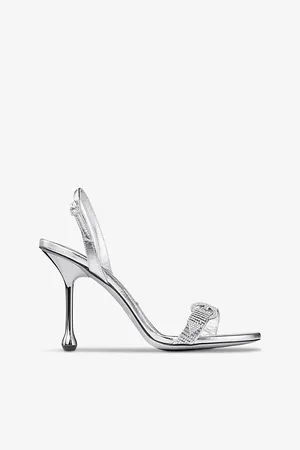 Jimmy Choo Womens Tabatha 95 Crystal-Embellished Metallic-Leather Heeled Sandals Eur 36 / 3 Uk Women
