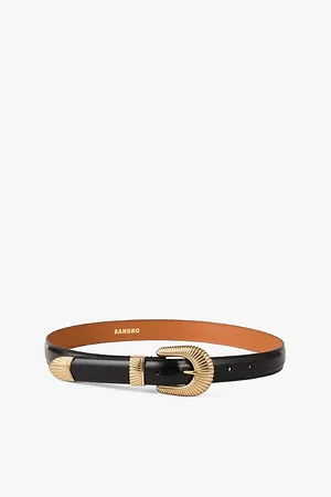 Sandro Womens Eve Metal-Hardware Leather Belt 8