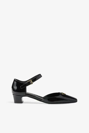 Prada Womens Brand-Plaque Patent-Leather Mary Jane Courts Eur 37 / 4 Uk Women