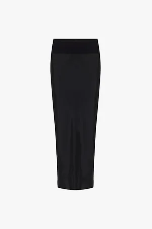 Rick Owens Womens Bias Elasticated-Waistband Slim-Fit Woven Midi Skirt 10