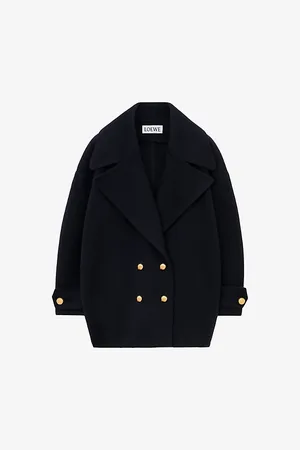 Loewe Womens Pebble Button-Embellished Wool Coat 10