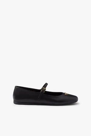 Prada Womens Brand-Plaque Leather Mary Jane Courts Eur 38.5 / 5.5 Uk Women