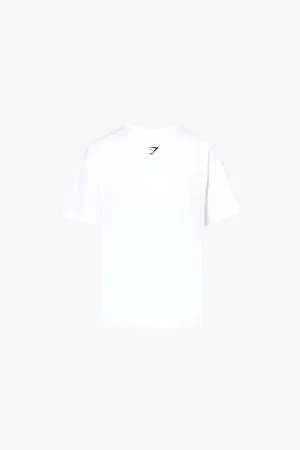 GymShark Womens Gs Power Brand-Print Oversized-Fit Cotton-Jersey T-Shirt Xs