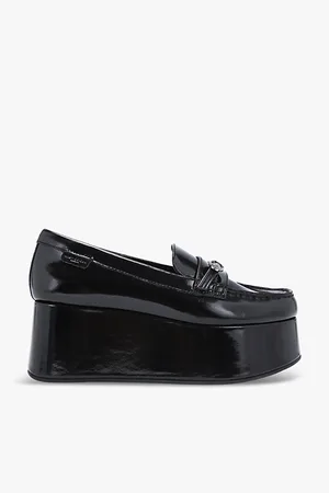 Kurt Geiger Womens Mayfair Eagle-Embellished Flatform Patent-Leather Loafers Eur 37 / 4 Uk Women