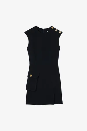 Sandro Womens Extra Large-Pocket Buttoned Stretch-Crepe Mini Dress 6