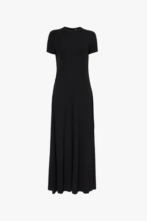 Totême Womens Fluid Round-Neck Stretch-Woven Midi Dress S