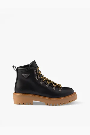 Prada Womens Brand-Plaque Leather Ankle Boots Eur 40 / 7 Uk Women