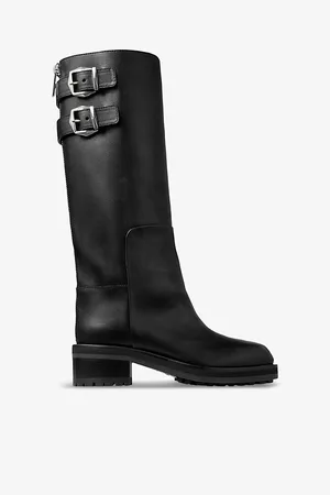 Jimmy Choo Womens Brooklyn Buckle-Embellished Heeled Leather Knee-High Boots Eur 36 / 3 Uk Women