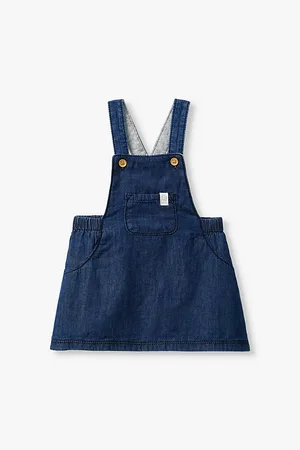Benetton Logo-Patch Elasticated-Waist Pinafore Dress 1-18 Months 1-3 Months