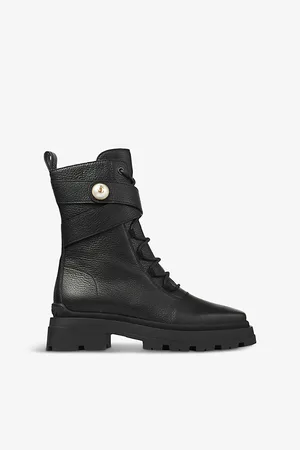 Jimmy Choo Womens Noemi 45 Logo-Embellished Grained-Leather Heeled Ankle Boots Eur 36 / 3 Uk Women