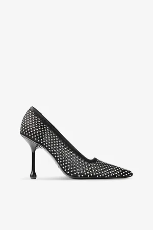 Jimmy Choo Womens Ixia 95 Crystal-Embellished Heeled Mesh and Satin Courts Eur 36 / 3 Uk Women