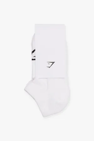 GymShark Womens Brand-Pattern Pack-Of-Three Cotton-Blend Knitted Trainer Socks S