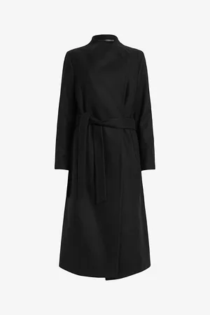 AllSaints Womens Riley Wrap-Around Belted Wool-Blend Coat 6