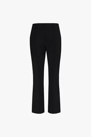 Bottega Veneta Womens Mid-Rise Flared-Leg Wool-Crepe Trousers 6