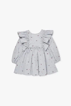 Konges Sløjd Evia Cherry Bow-Embellished Organic-Cotton Dress 18 Months-8 Years 4 Years