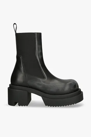 Rick Owens Womens Beatle Bogun Leather Heeled Boots Eur 38/5 Uk Women