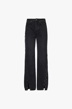 Reformation Womens Cary High-Rise Straight-Leg Studded Denim Jeans 23