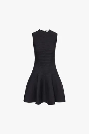 Alaïa Womens Circular Ribbed-Knit Wool-Blend Mini Skater Dress 6