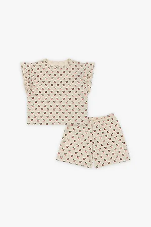 Konges Sløjd Cherry Lin Frill-Sleeve Cotton Two-Piece Set 1-4 Years 3 Years
