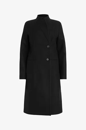 AllSaints Womens Sidney Stand-Collar Wool and Cashmere-Blend Coat 14