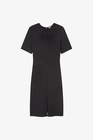 LK Bennett Womens Lila Tuck-Front Short-Sleeve Stretch-Woven Midi Dress 6