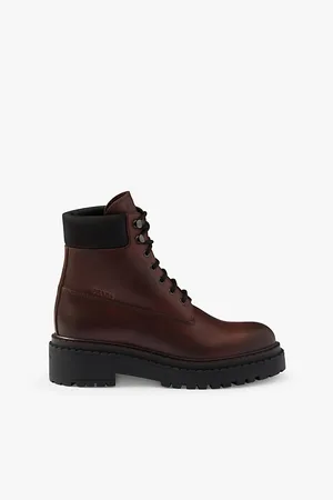 Prada Womens Padded-Cuff Leather and Polyamide Ankle Boots Eur 37 / 4 Uk Women