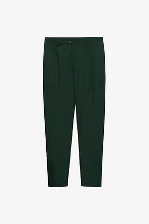 Prada Mens Poplin Brand-Print Straight-Leg Slim-Fit Woven Trousers 38