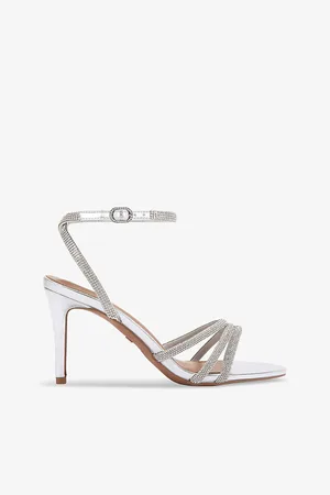Kurt Geiger Womens Fancy Rhinestone-Embellished Faux-Leather Heeled Sandals Eur 36 / 3 Uk Women