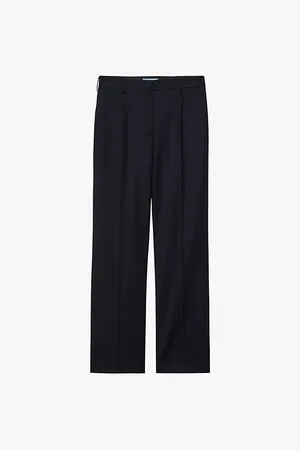 Prada Womens Straight-Leg Mid-Rise Wool Trousers 4