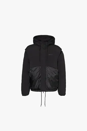 Represent Mens Layered Hooded Canvas-Down Jacket Xl