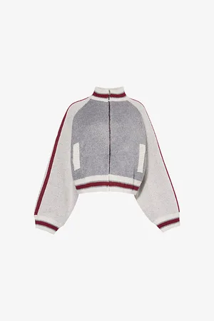 Jaded London Womens Team 85 Relaxed-Fit Knitted Bomber Jacket Xs