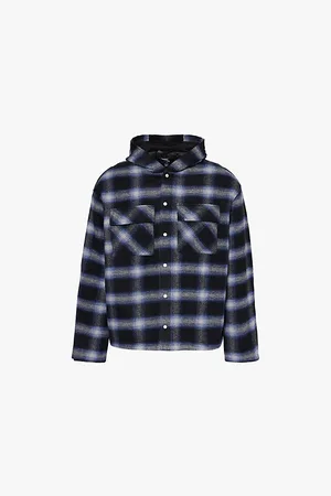 Represent Mens Check-Pattern Hooded Flannel Jacket S