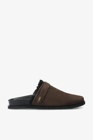 Kurt Geiger Mens Hatton Faux-Fur Suede-Leather Mules Eur 42 / 8 Uk Men