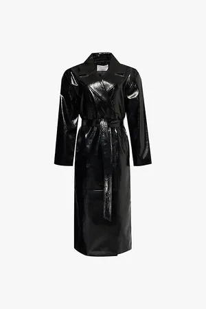 The Frankie Shop Womens Tina Double-Breasted High-Shine Faux-Leather Coat Xs