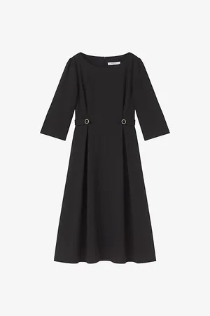 LK Bennett Womens Halina Boat-Neckline Stretch-Woven Midi Dress 18