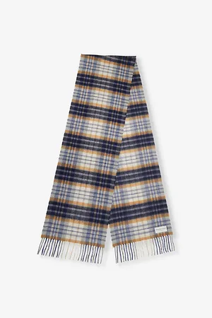 Johnstons Of Elgin Mens Tartan Brushed-Cashmere Scarf