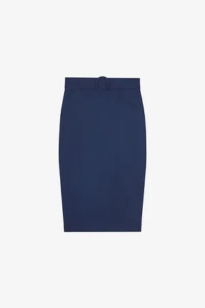 LK Bennett Womens Klaudia Belted-Waist Stretch-Woven Skirt 18