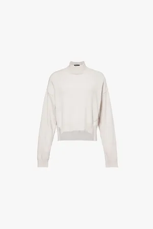 Giorgio Armani Womens Funnel-Neck Split-Hem Cashmere Jumper 6
