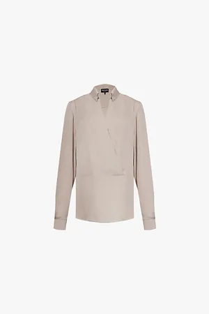 Giorgio Armani Womens V-Neck Long-Sleeve Silk Blouse 6
