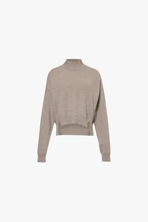 Giorgio Armani Womens Funnel-Neck Split-Hem Cashmere Jumper 6