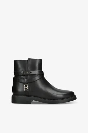 Michael Kors Womens Abigail Brand-Plaque Leather Ankle Boots 3